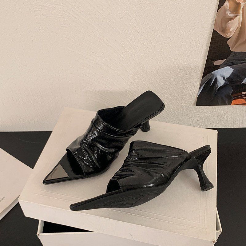 Damen offene Mules mit elegantem Rüschendesign R&B