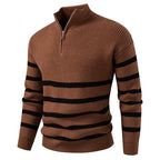 Herren modischer Rollkragenpullover mit strukturiertem Design und halbem Reißverschluss R&B