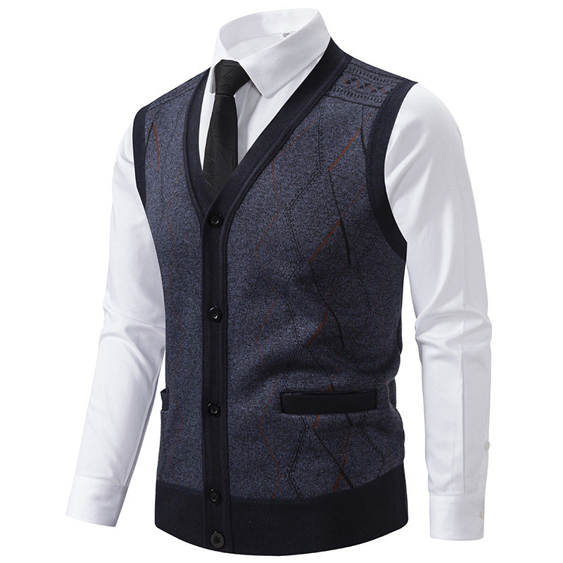 Herren modische Strickweste mit raffinierten Mustern und praktischen Taschen R&B