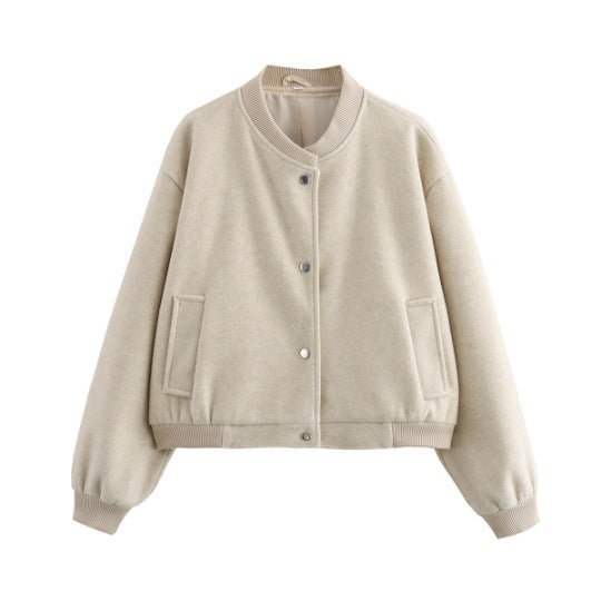Damen lässige Collegejacke im minimalistischen Design R&B