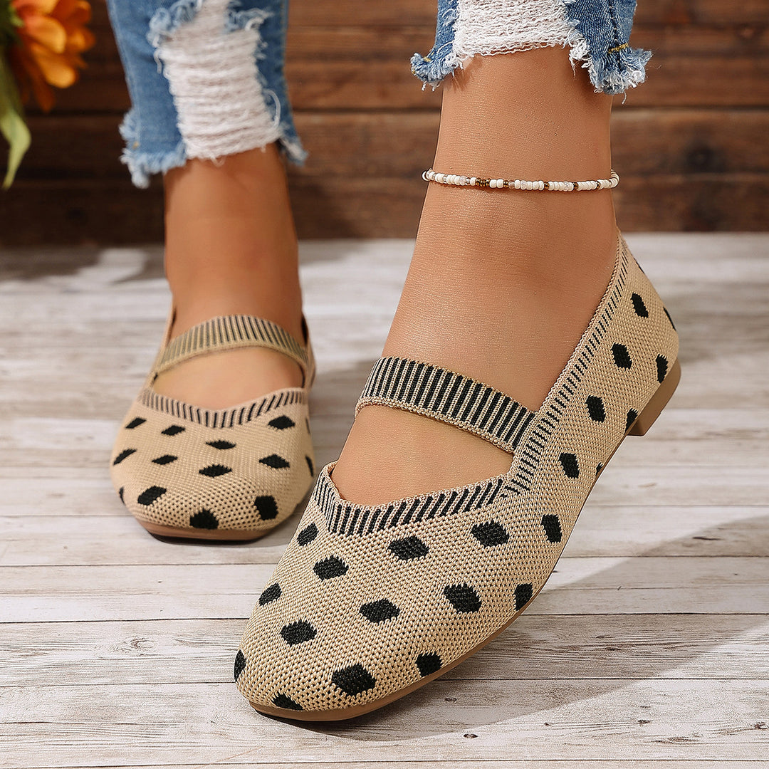 Damen Ballerinas mit elastischem Riemen und Polka-Dots R&B