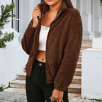 Damen Kuschelige Fleecejacke mit hohem Kragen und Reißverschluss R&B