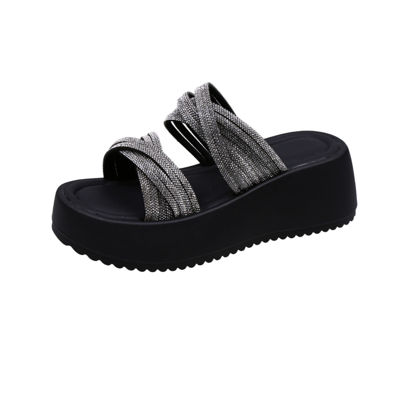 Damen Glamouröse Plateau-Sandalen mit funkelnden Riemen R&B