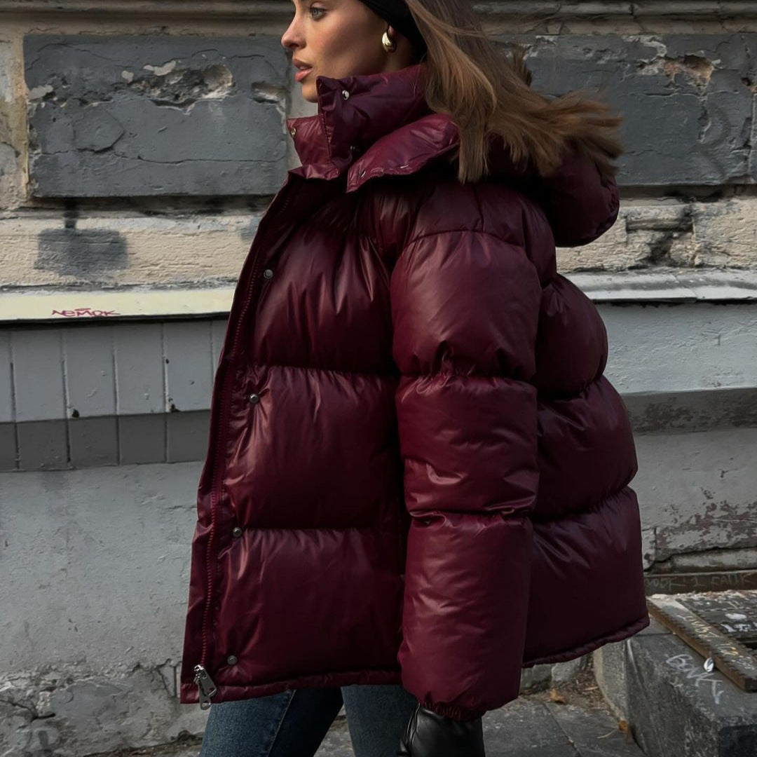 Damen Steppjacke mit voluminösem Schnitt und hohem Kragen R&B