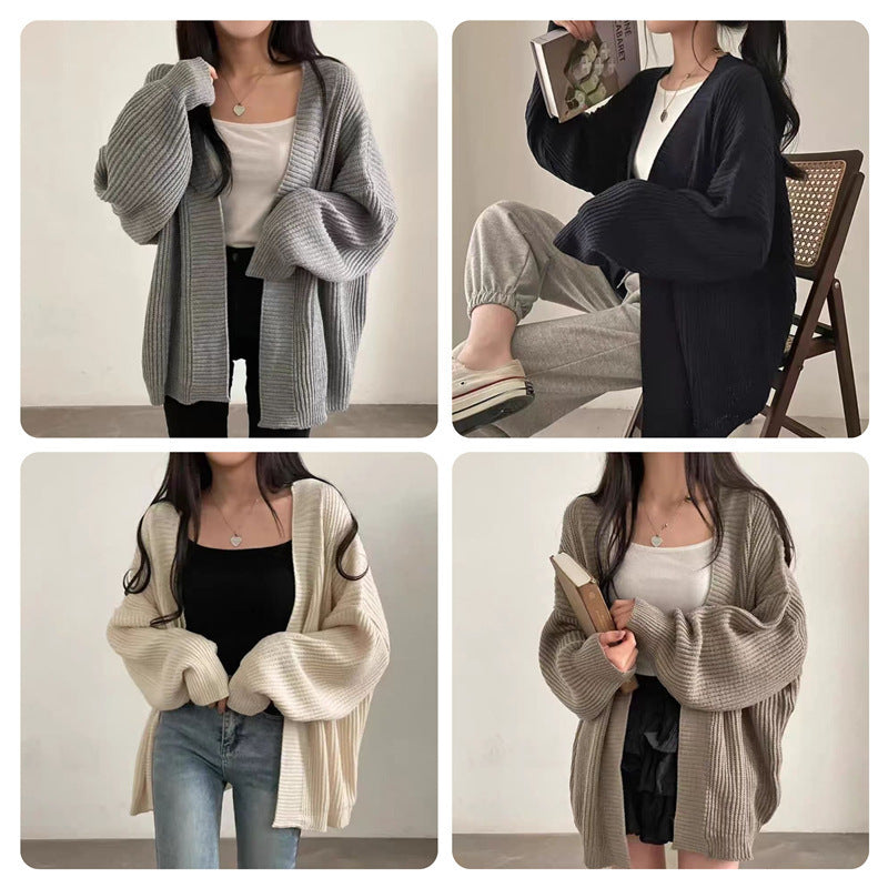 Damen Übergröße Strickjacke mit weit geschnittenen Ärmeln und strukturierter Textur R&B