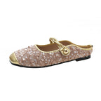Damen elegante Slip-On Balettschläppchen mit glitzernden Applikationen R&B