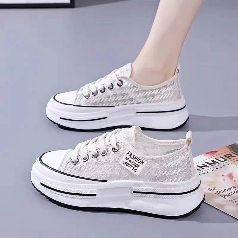 Damen Plattform Sneakers mit modischer Textil-Oberfläche und bequemer Dämpfung R&B
