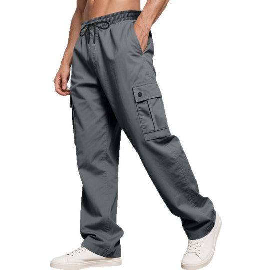 Herren nan weite Cargo-Hose mit elastischem Tunnelzugbund, aufgesetzten Klappentaschen und legerer Passform R&B