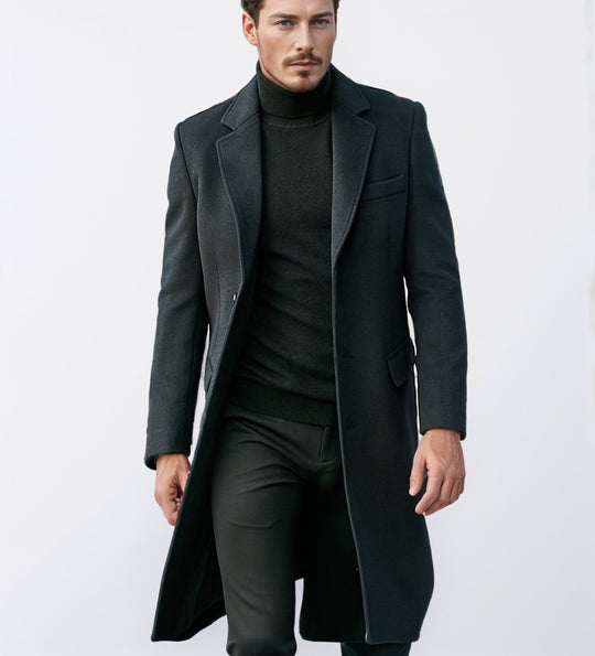 Herren eleganter und moderner Langmantel mit strukturiertem Obermaterial R&B
