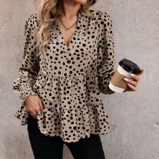 Damen Bluse mit voluminösen Puffärmeln und lässigem Volantdesign R&B