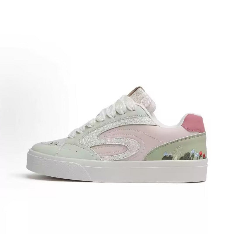 Damen Modische Sneaker mit floralem Design und dicker Sohle R&B