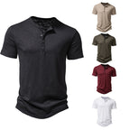 Herren Kurzarm Henley-T-Shirt mit Knopfleiste und atmungsaktivem Material