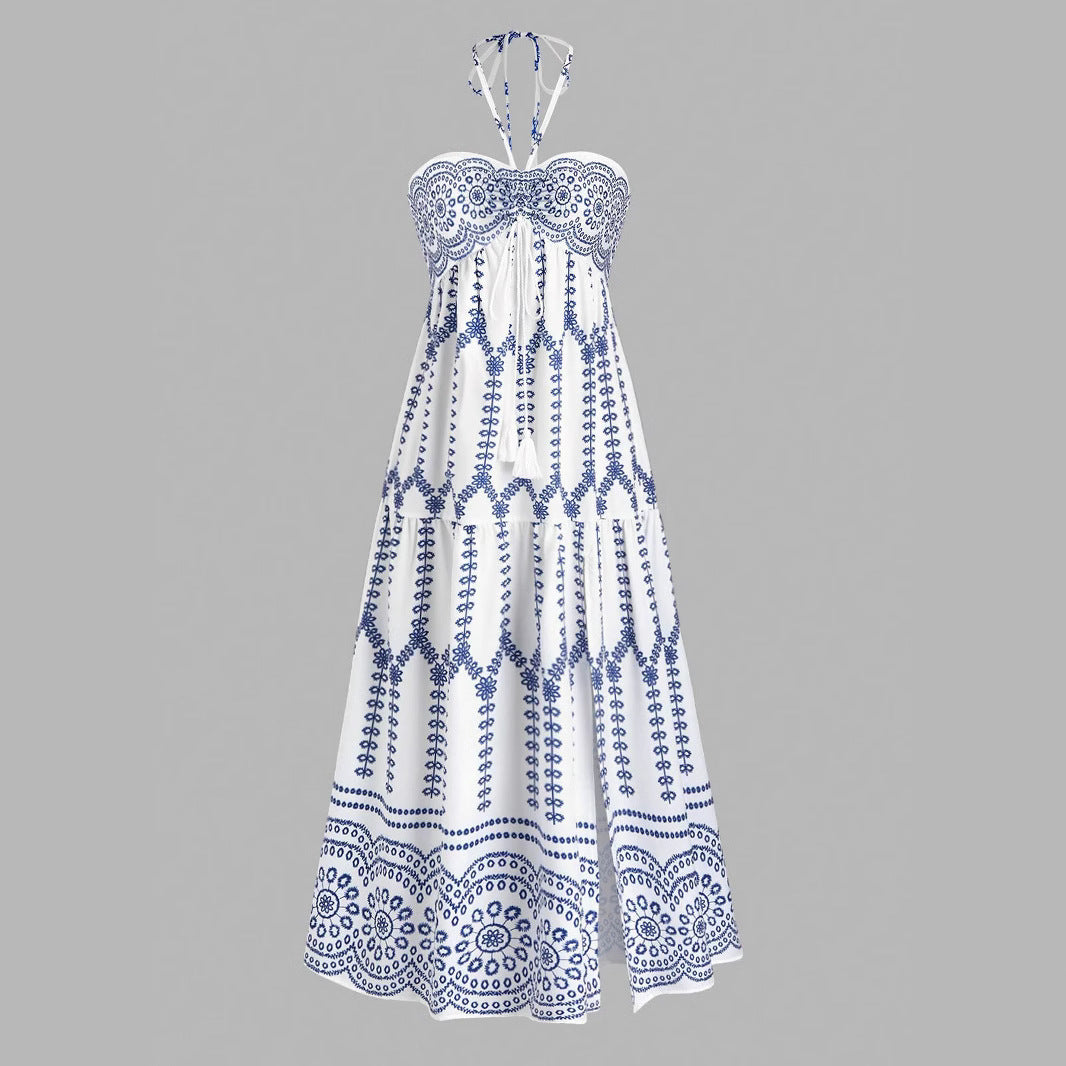 Damen Boho Maxikleid mit Trägern R&B