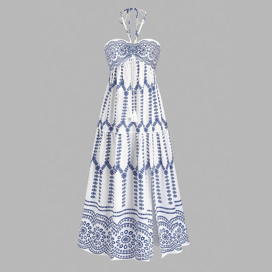 Damen Boho Maxikleid mit Trägern R&B