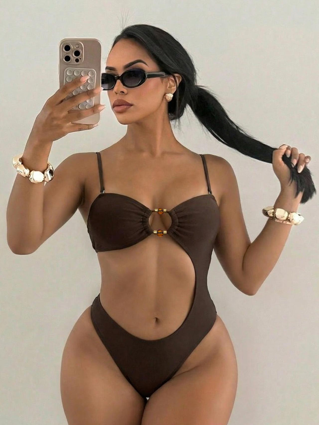 Damen Cut-Out Badeanzug mit einzigartigem Ringdetail R&B