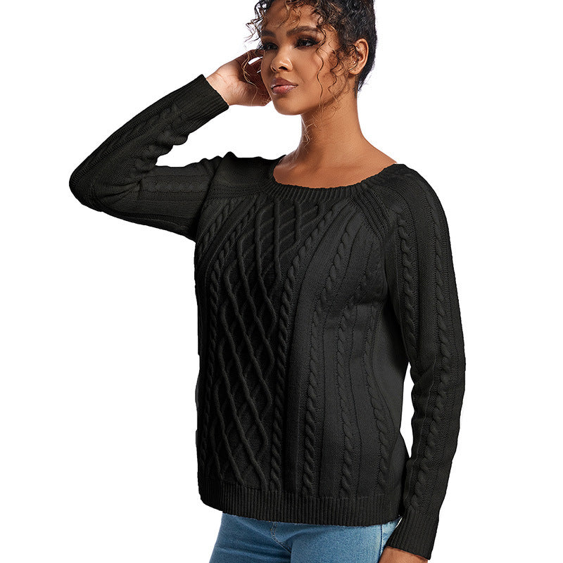 Damen Strickpullover mit stilvollem Zopfdesign R&B