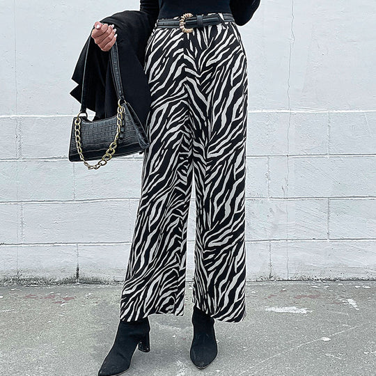 Damen Weite Palazzo-Hose mit stylischem Zebradesign R&B
