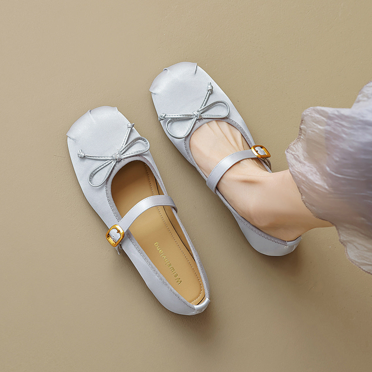 Damen Ballerinas mit modischem Schnallenakzent