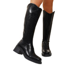 Damen Edle Overknee Stiefel mit modernem Blockabsatz R&B
