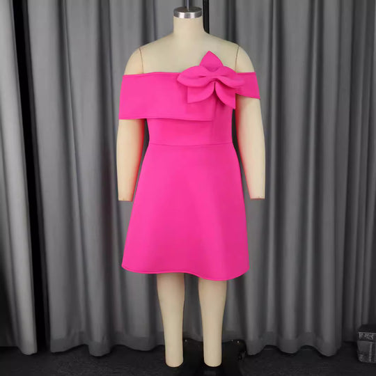 Damen Off-Shoulder Cocktailkleid mit großer Schleifenapplikation R&B