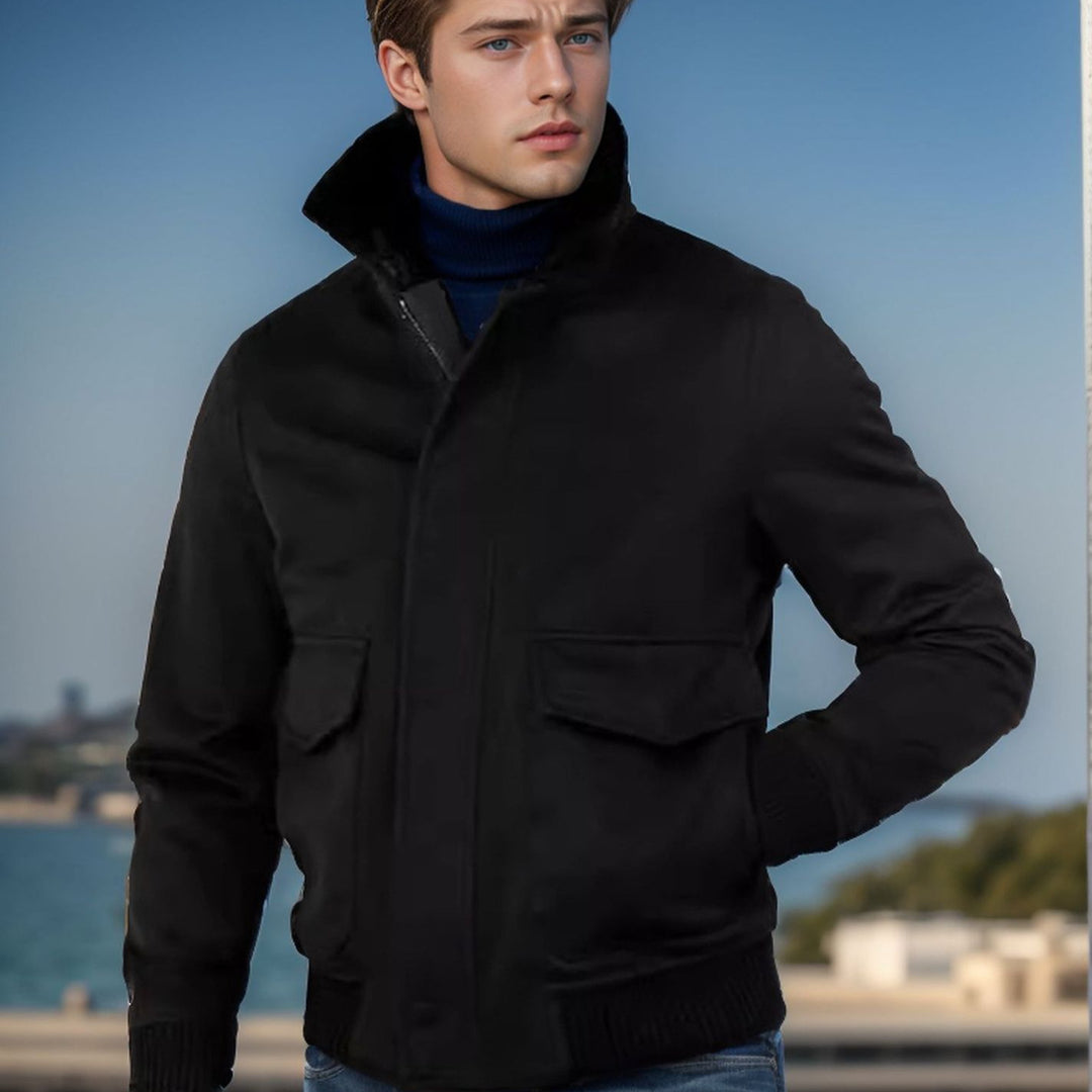 Herren stilvolle Übergangsjacke mit weichem Kragen und praktischen Eingrifftaschen R&B