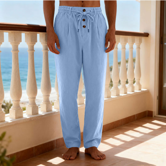 Herren nan leichte Loungehose mit elastischem Kordelbund, Tunnelzug und dekorativer Knopfleiste R&B