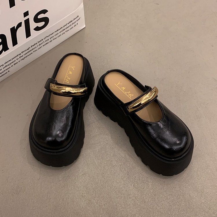 Damen Modische Plateau-Clogs mit glänzendem Detail und rutschfester Sohle R&B