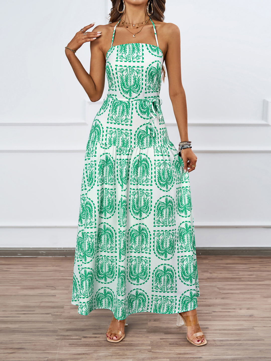 Damen Maxikleid mit raffiniertem Design und luftigen Trägern R&B