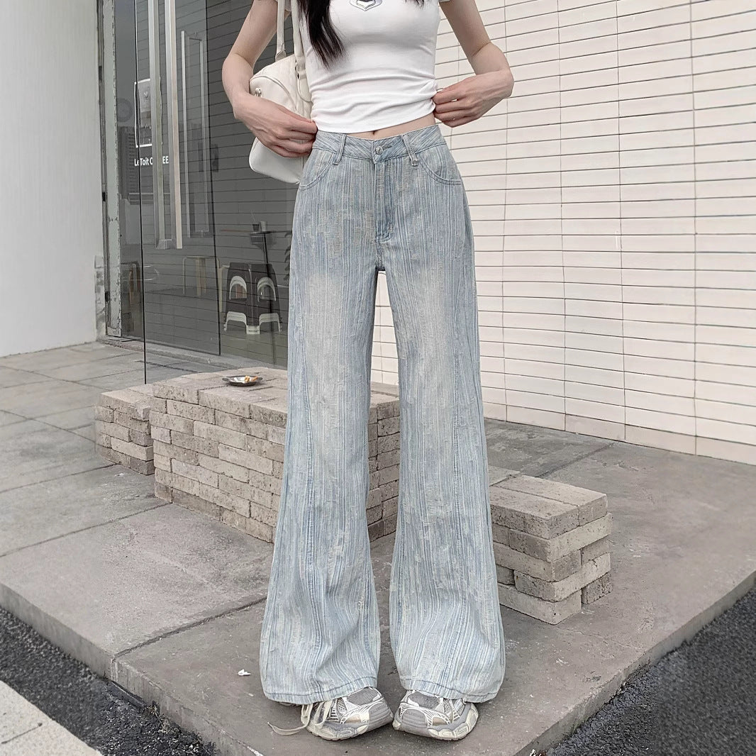 Damen Weite Jeans im lässigen Vintage-Stil mit einzigartigem Strukturdesign R&B