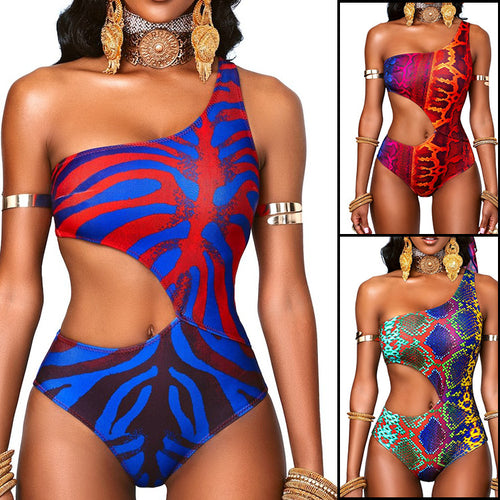 Damen asymmetrischer Cut-Out Badeanzug R&B