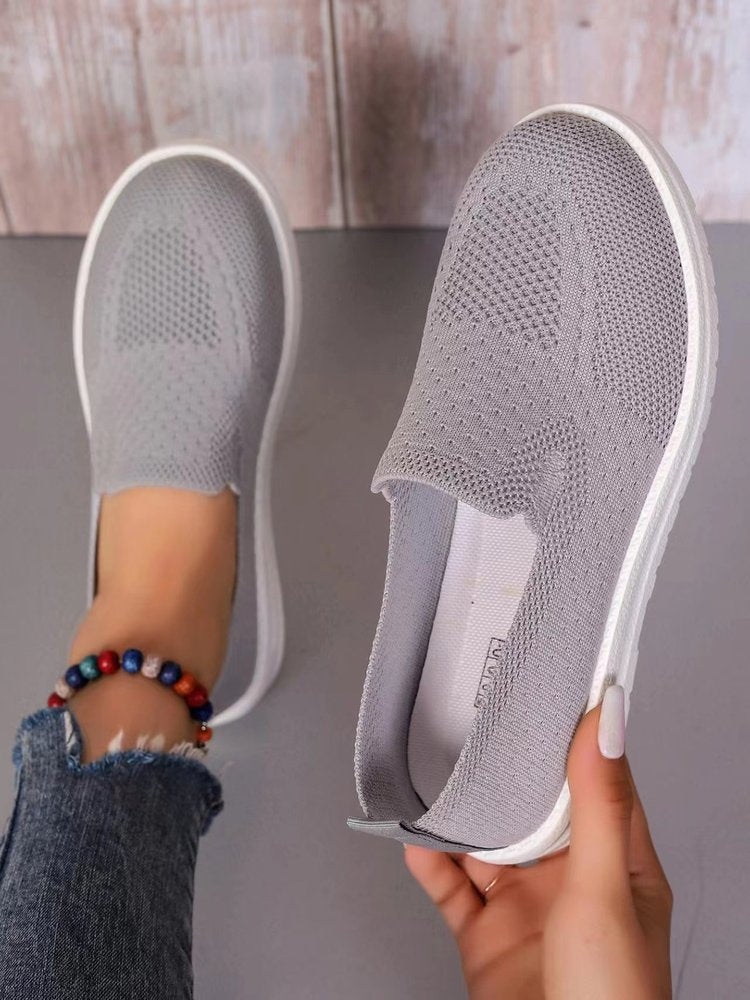 Damen Atmungsaktive Slip-On Sneakers mit elastischem Strickoberteil und bequemer Sohle R&B