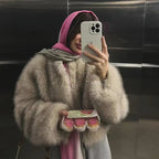 Damen Kuschelige Kunstpelzjacke mit offenem Schnitt