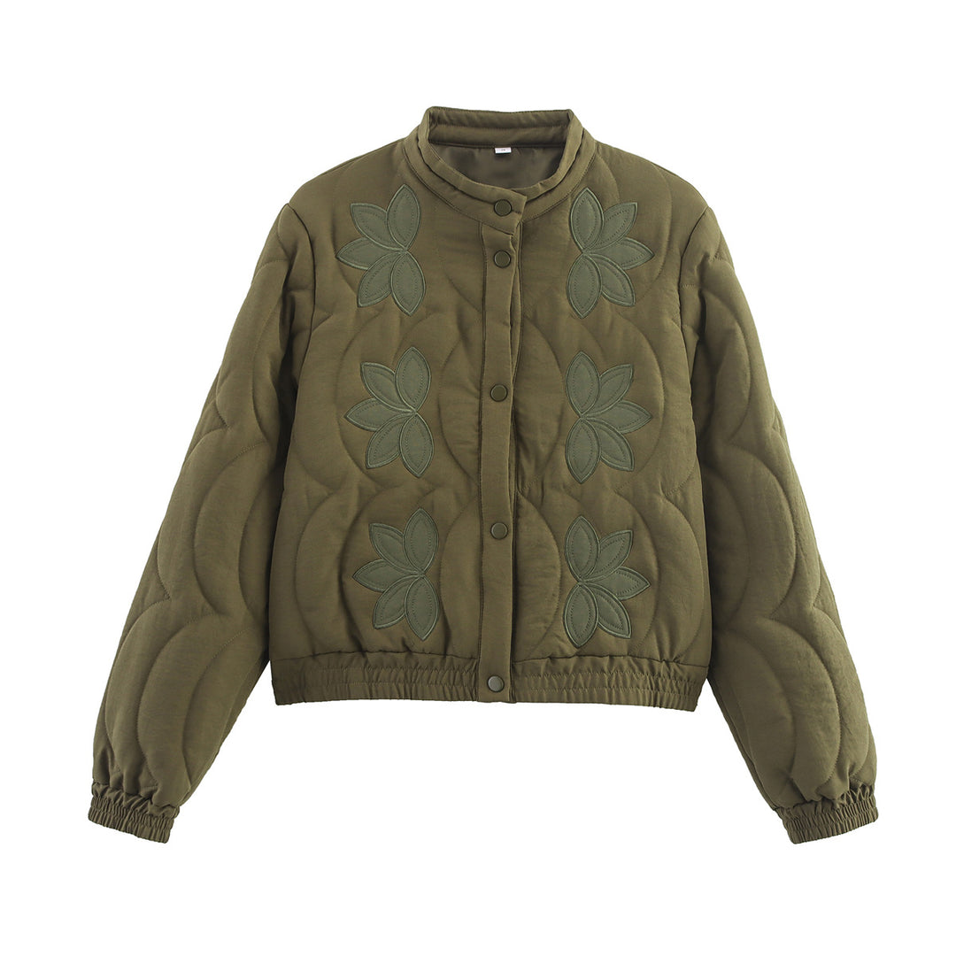 Damen gesteppte Jacke mit floralem Design und elastischen Bündchen R&B