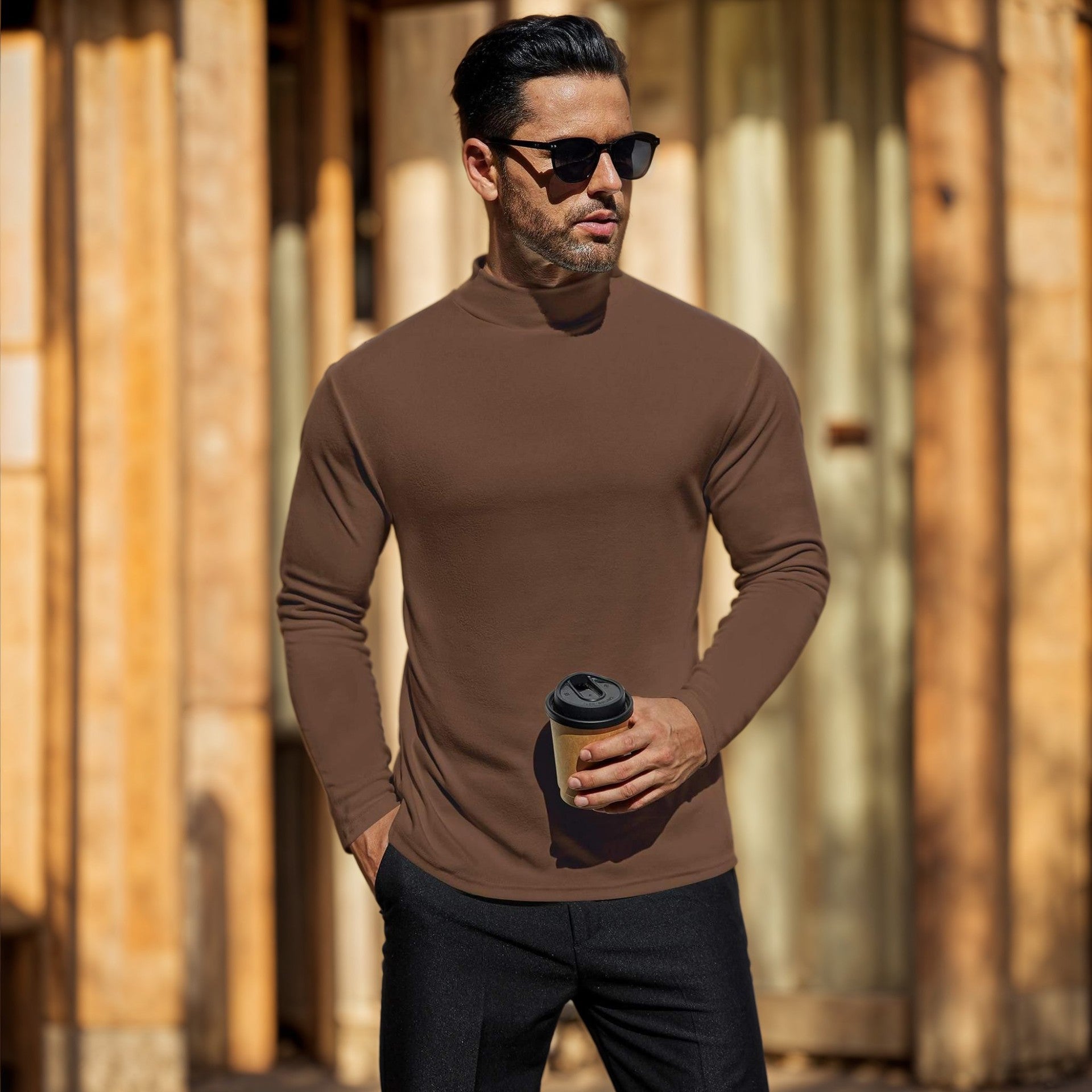 Herren Stehkragen Pullover Aus Weichem Baumwollmix R&B
