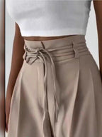 Damen weite Chino-Hose mit hohem Bund und verstellbarem Kordelzug R&B