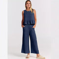Damen Lässiger Peplum-Jumper mit weit geschnittenen Hosen R&B