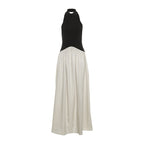 Damen Elegantes Maxikleid mit hochgeschlossenem Design und zwei Farbdetails R&B