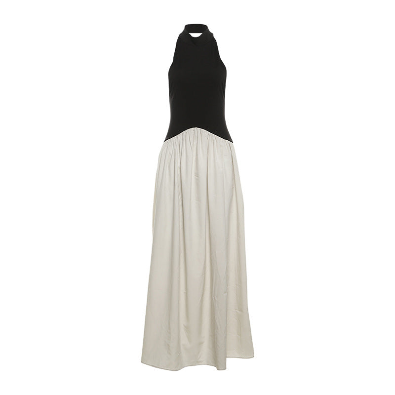 Damen Elegantes Maxikleid mit hochgeschlossenem Design und zwei Farbdetails R&B