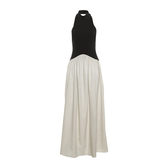 Damen Elegantes Maxikleid mit hochgeschlossenem Design und zwei Farbdetails R&B