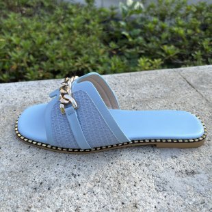 Damen modische Riemchensandalen mit dekorativem Kettenverschluss R&B