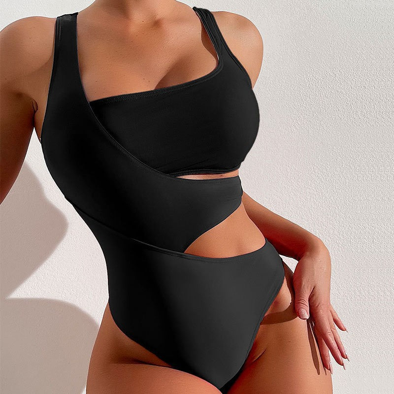 Damen Hochtaillierter Badeanzug mit modischen Cut-Outs R&B