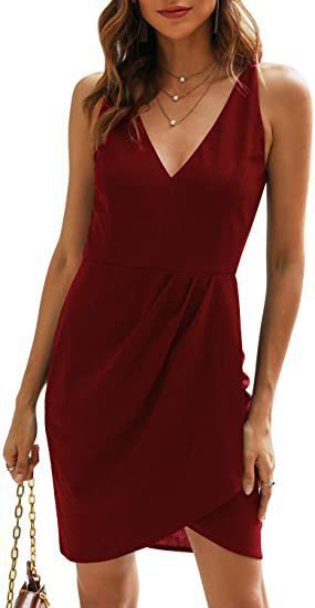 Damen Elegantes Wickel-Minikleid R&B