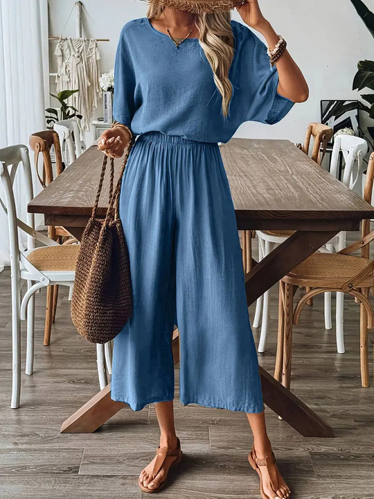 Damen weites Jumpsuit mit elastischem Taillenbund und lässigem Schnitt R&B