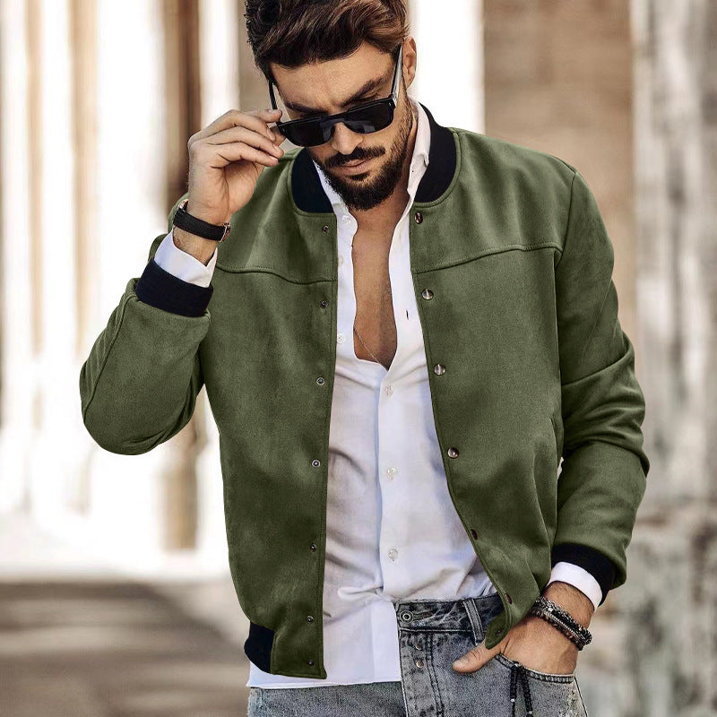 Herren sportliche Collegejacke mit seitlichen Reißverschlusstaschen R&B