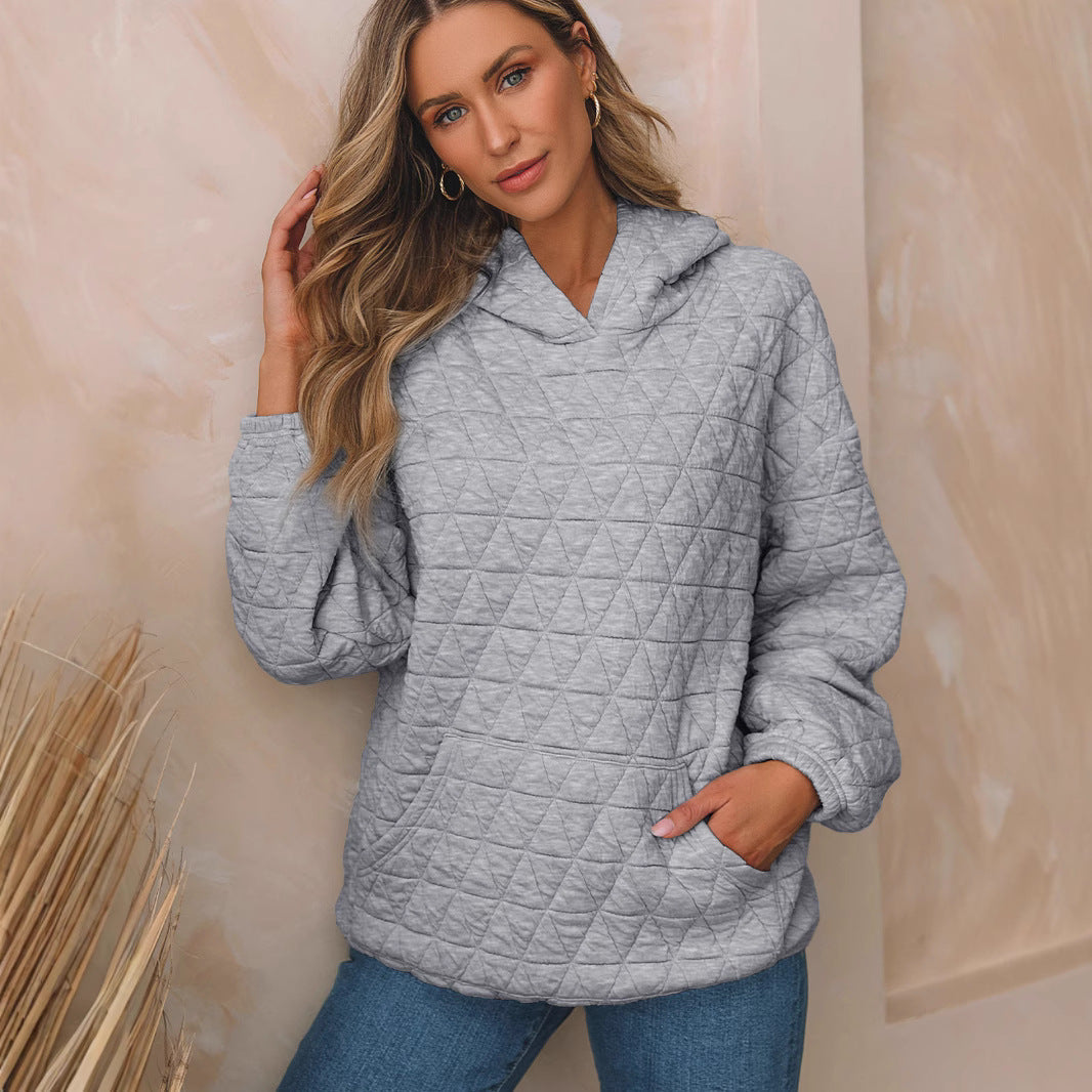 Damen Kapuzenpullover mit strukturiertem Steppmuster und praktischen Taschen R&B