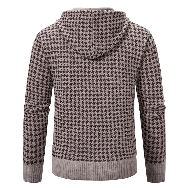 Herren elegante und bequeme Strickjacke mit Kapuze R&B