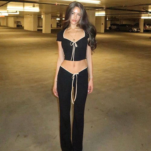 Damen Sportliches Set mit tiefem Ausschnitt und eleganter Kordelzug-Drapierung R&B