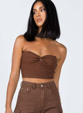 Damen Bustier-Top mit dekorativem Knoten und geripptem Design R&B