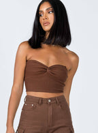 Damen Bustier-Top mit dekorativem Knoten und geripptem Design R&B
