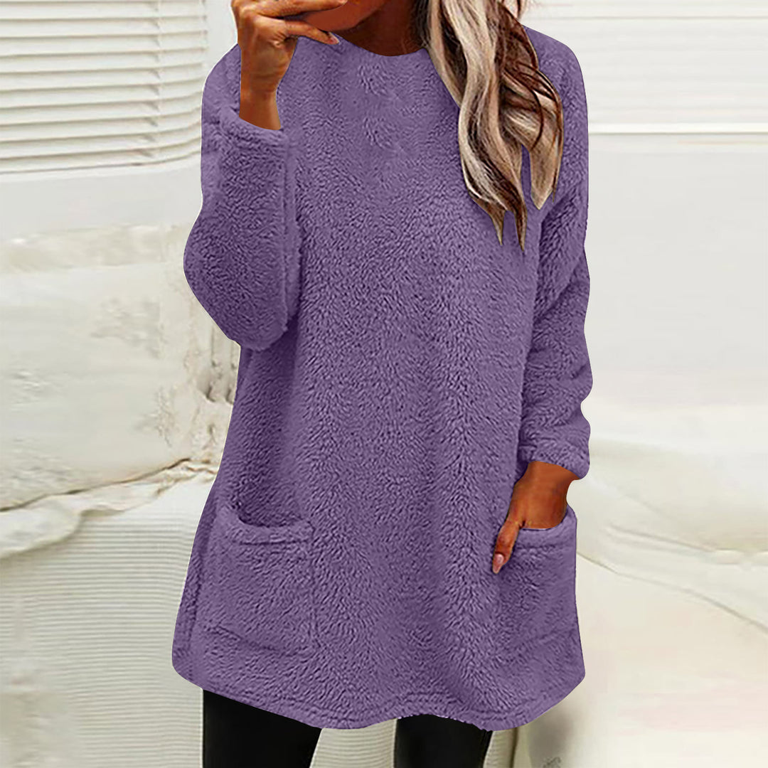 Damen Kuscheliger Fleece-Pullover mit praktischen Taschen und weitem Schnitt R&B